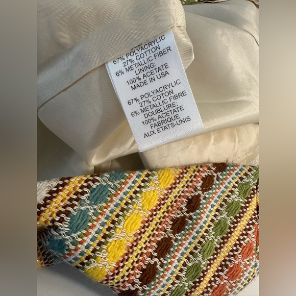 Vtg NANETTE LEPORE A-line Chevron Skirt Tweed Colorful Metallic Brown Green Tan - Picture 7 of 8